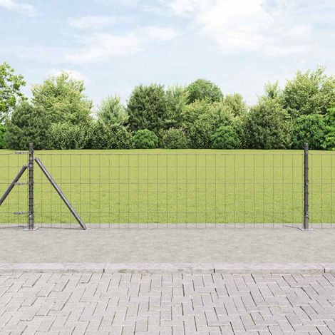 Zaun mit Pfosten Grau 0,4 x 10 m Stahl und PVC