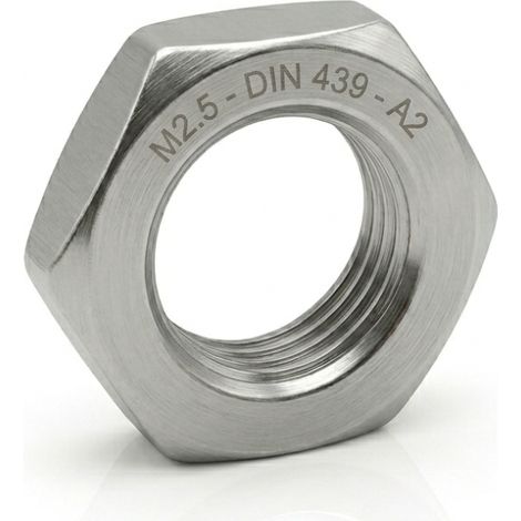 500 Ecrous Bas Hexagonaux M2.5 mm - DIN 439 - Inox A2 - D-Work (1/4)