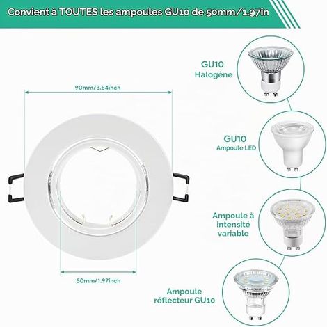 Set faretto incassabile GU10 cornice bianco opaco orientabili (1/4)