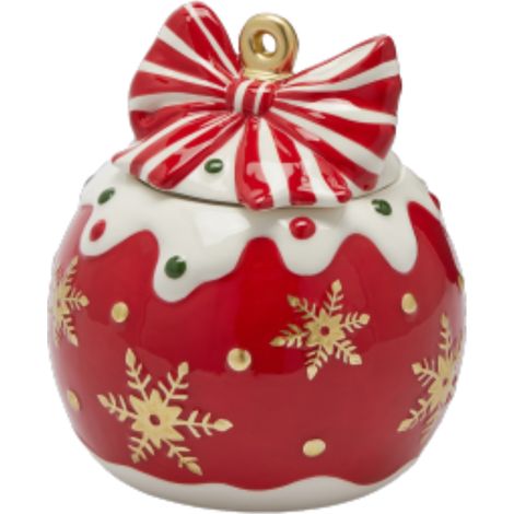 EDG Enzo De Gasperi Contenitore Palla XMas Natale H 17,5 Cm D. 16 Cm White Red (1/4)