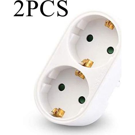 Multiprise Rond - 2 Prises Euro Intégrées - Sans Câble - 250 V 16 A - Verrouillage de Sécurité Enfant - Lot de 2 (1/4)