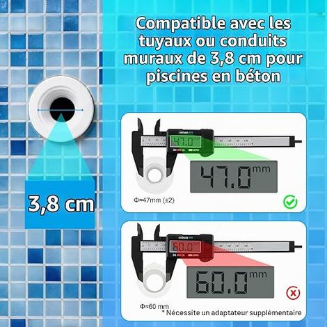 Mini Screw-In Pool Projector with 1.5 Inch Thread, 6W RGB LED Spotlight with Remote Control, Diameter 49 mm, 12 V AC IP68 Lamp to Broom Socket for Concrete Pools (1/4)
