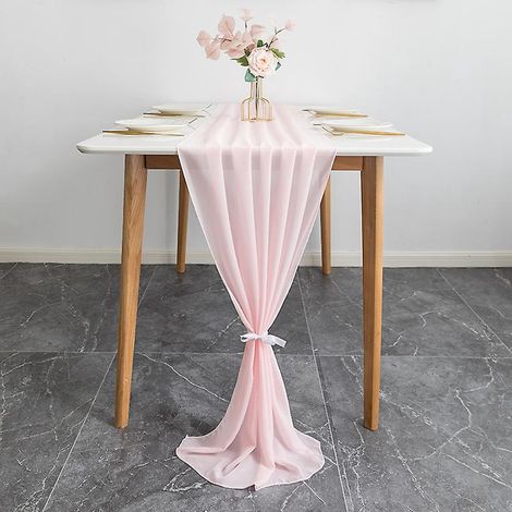 chemin De Table Moderne En Mousseline De Soie - 72cm305cm - Lavable - Pour Mariage - Dcoration De Table - Pour Mariage, Anniversaire, Communion (1/5)