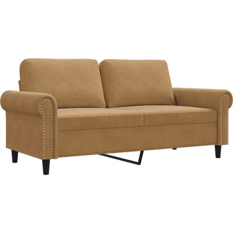 Canapé à 2 places，Sofa pour Salon，Banquette Marron 140 cm Velours CFW697341