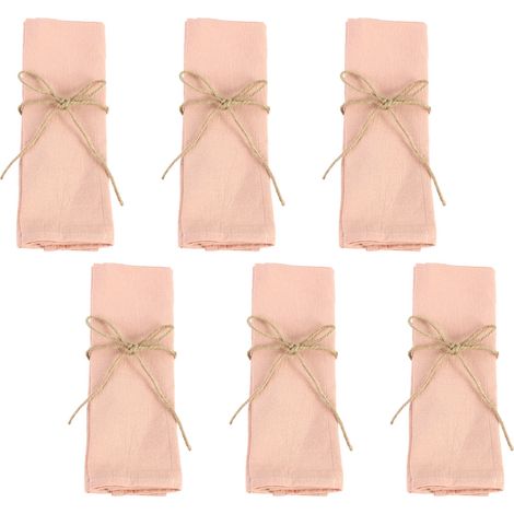 Serviettes En Coton - 41x41 Cm - Lot De 6 - Finitions Surpiquées - Idéal Pour Mariage Fête Familiale Décoration De Table (1/5)