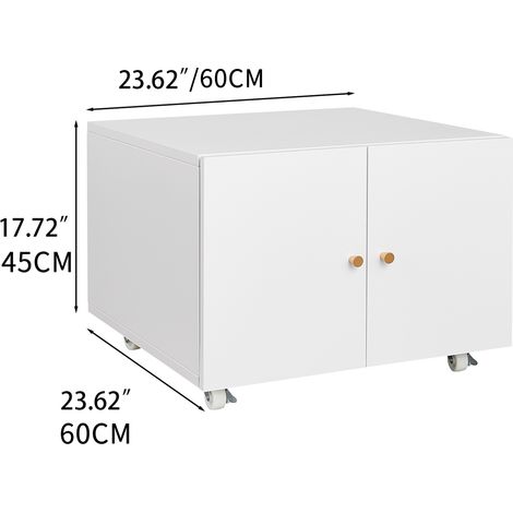 Cabinet de rangement mobile en métal blanc avec porte et tablette réglable, roulettes verrouillables, pour bureau et espace réduit (1/5)