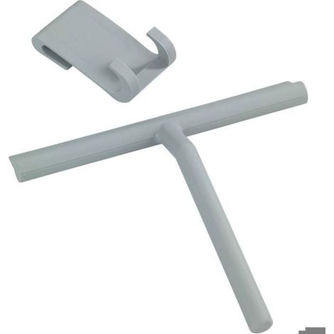 Raclette en silicone, acier inoxydable/silicone, essuie-glace de salle de bain, essuie-glace en silicone, gris, 21 x 19 x 5 c YYV (1/4)