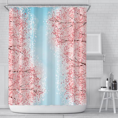 Rideau de douche imprimé (180 cm × 180 cm), en tissu anti-moisissure à motif papillons, pour femme et homme, avec 12 crochets, lavable et à séchage rapide. (1/5)