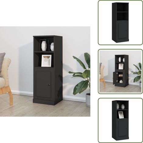 Buffet haut noir 36x35,5x103,5 cm bois d'ingénierie - Buffet Design Moderne - Meuble Rangement Cuisine - Buffet Noir - Buffet Industriel - Buffet Salon (1/5)
