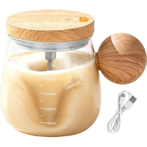 Rechargeable Electric Mixing Cup - 400ml Portable Drinkware for Smooth Automatic Mixer Protein Cup for Home Gym Commuting Travel Dorm Picnic Camping Protein Honey (1/5)