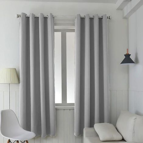 2 Pièces Rideaux Occultants Thermiques Rideaux de Salon - 140 x 240(Gris Clair) gris clair gris clair (1/4)