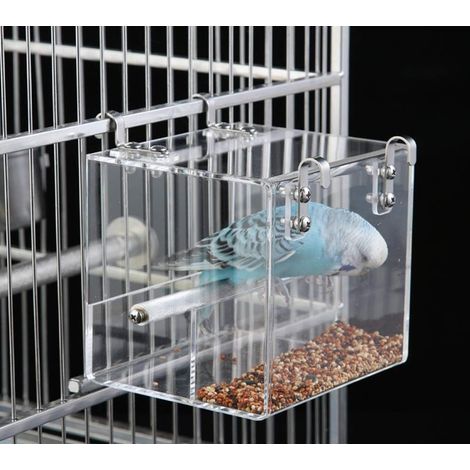 Automatischer Vogelfutterspender, Vogelkäfig, Futterautomat für Haustiere, Futterbehälter für Wellensittiche, Kanarienvögel, Nymphensittiche, Papageien, Finken, Acryl (1/5)