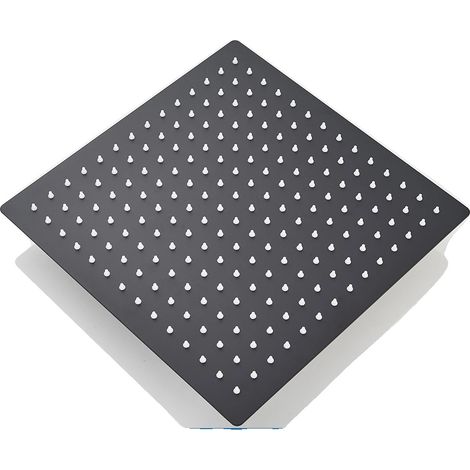 Cabezal de ducha con función de lluvia, diseño elegante, acabado negro mate de 30 cm (12 pulgadas). (1/2)