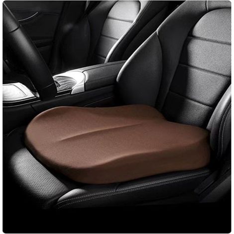 Rehausseur de siège pour adultes – Coussin en mousse mémoire de forme – Hauteur 10 cm – Pour bus et longs trajets – Marron (1/5)