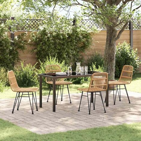 Conjunto de Comedor de Jardín 5 pcs Marrón Poliratán vidaXL (1/5)