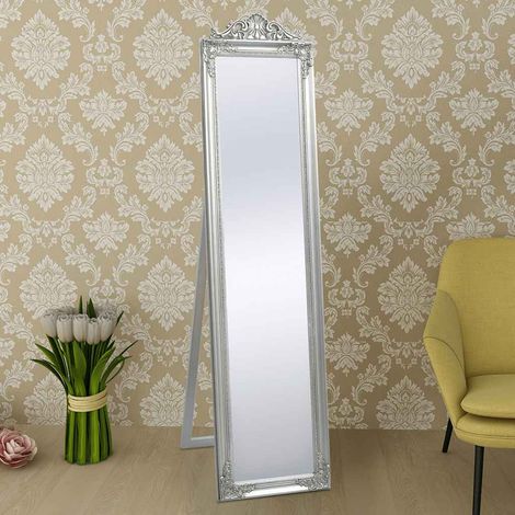 Specchio Autoportante Stile Barocco 160x40 cm Argento vidaXL