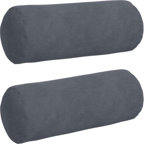 Maison Exclusive - Cojines Bolster 2 pcs Gris oscuro Ø 15 x 40 cm