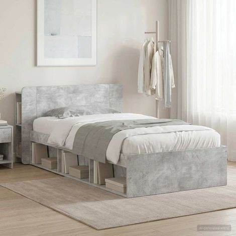 vidaXL Bed Frame with Storage with Headboard Concrete Grey 90 x 200 cm (1/5)