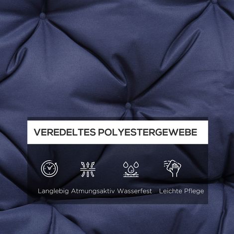 Coussin de banc extérieur avec sangles de fixation, assise pour 3 personnes, garnissage mousse, coussin banquette terrasse (1/4)