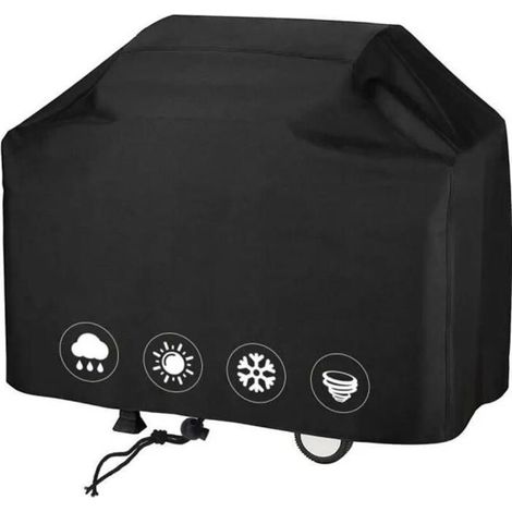 JINZDASU BBQ Cover - 145x61x117cm, Fireproof & Weather-Resistant 420D Oxford Fabric - Black