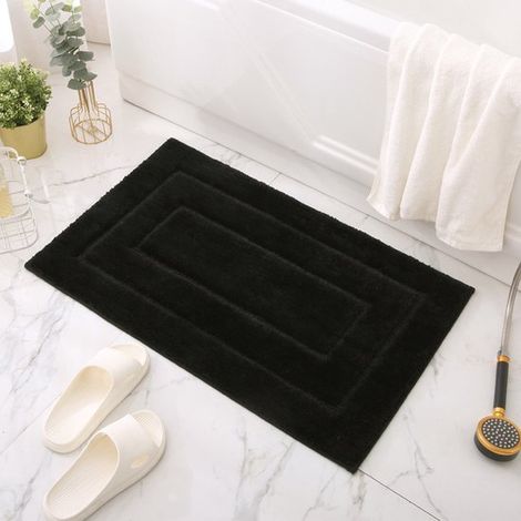 Tappetino da bagno monopezzo, antiscivolo, morbido, assorbente, lavabile in lavatrice, adatto per docce, vasche da bagno e WC, 60x90 cm, grigio scuro. (1/5)