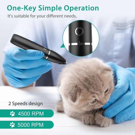 Professionelle Hundehaarschneidemaschine mit USB-Akku, wasserdicht (IPX7), leise, mit 2 Schneidköpfen für Pfoten und Ohren – Schwarz (1/5)