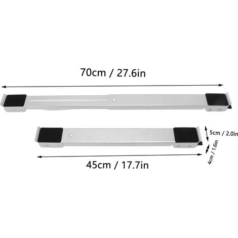 Ortviai Support mobile rétractable pour électroménager – Châssis à roulettes chargeable 300 kg, avec levier de démontage, argent (1/4)