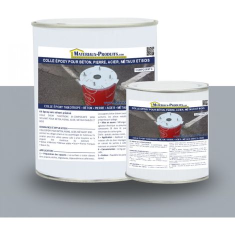 Colle epoxy pour béton, pierre, acier, métaux et bois - 1 Kg Gris béton - MATPRO (1/5)