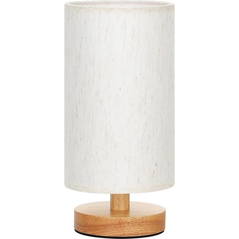 Lampe De Table - 300K A15 LED - Abat-Jour En Lin - Base En Bois - Interrupteur En Ligne - 9 Pouces - Pour Chambre À Coucher - 1 Pièce (1/5)