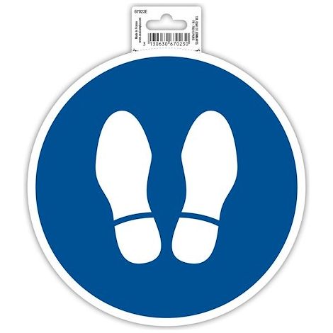 Panneau adhésif - Arrêt obligatoire - Rond - 20cm - Bleu/blanc - PVC - Signalétique