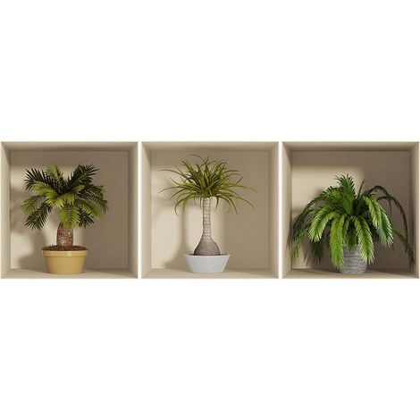 Stickers adhésifs 3D Sticker Mural Autocollant Petits Palmiers Stickers muraux chambre adulte Stickers muraux 3D Decoration Murale Salon Autocollants muraux Trompe l'oeil Chambre 30x90cm (1/5)