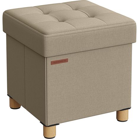 Pouf contenitore con poggiapiedi panca pieghevole con contenitore 38 x 38 x 40 cm per soggiorno o camera da letto marrone 120007288