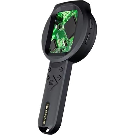 Loupe numérique portable 500x, écran HD 2,8 pouces, microscope digital de poche noir, modèle 8010, pour examen bijoux et objets de collection. (1/5)