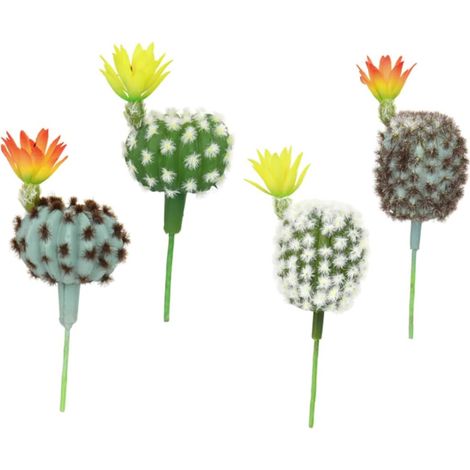 Lot de 4 plantes de cactus artificielles, le bureau et, décorations de paysage miniatures en plastique durable pour un entretien et, un style faciles (1/5)