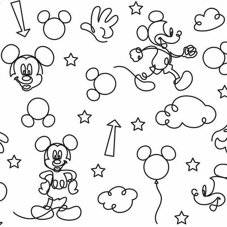 Papier Peint Mural Mickey Noir et Blanc (1/5)
