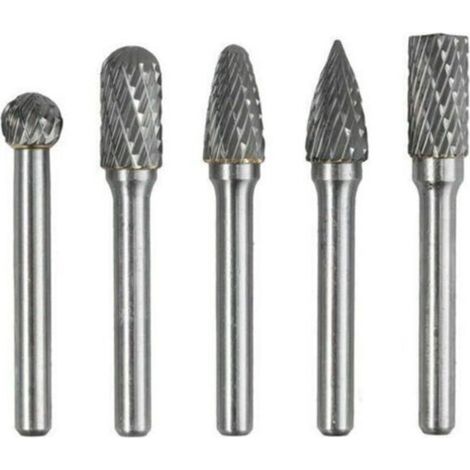 5-teiliges Set aus 6-mm-Schaft- und 10-mm-Kopf-Doppelschneidfräsern aus Wolframkarbid für Holzbearbeitung, Gravur, Druckluftschleifen und Schnitzarbeiten