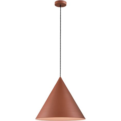 Suspension En Métal Et Aluminium Thermolaqué, Série 10S48408, Couleur Terre Cuite Mate, Douille E27, Hauteur Réglable - Marque Perenz, Italie. (1/2)