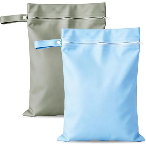 2 pièces Sac à Linge Imperméable Sac pour Linge Sale Voyage Gris avec Bleu (1/5)