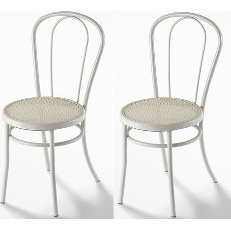 Lot de 2 chaises BISTRO Salle à Manger en Métal Café Restaurant Hotel THONET gris-soie (RAL 7044)