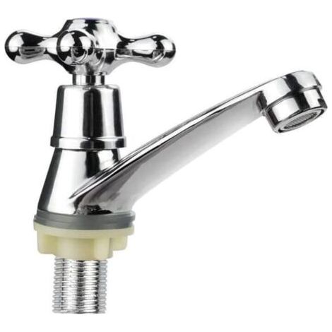 Robinet Salle de Bain Robinet Lavabo Eau Froide Mitigeur Lavabo Moderne Robinet, Conception à Poignée Croisée,G1/2 (1/3)