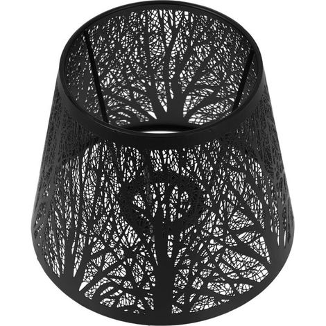 Abat-jour métallique en forme de forêt, abat-jour métallique E27, abat-jour cylindrique moderne, abat-jour en forme de tonneau, abat-jour de lampe de table pour la chambre, abat-jour décoratif noir (1/5)