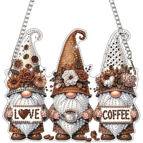Diamant Malen Set Kaffee Gnom Fensterbild Hängende Dekoration für Erwachsene & Kinder