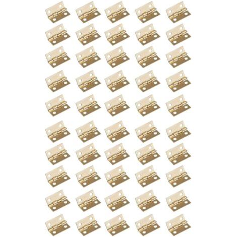 BUNTHAUS Charnières Miniatures 60 Piéce Mini Charnières Rétro Petites Charnières Charnière pour boîte à bijoux avec 240 Vis, 10mm8mm, Doré (1/4)