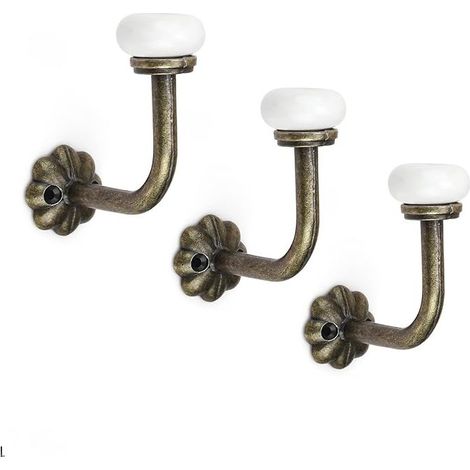Crochet Porte Manteau, 3 Pièces Patere Vintage, Céramique Porte Manteau Mural, Alliage de Zinc avec 6 Vis, Patere Murale pour Suspendre Vêtements, Chapeaux