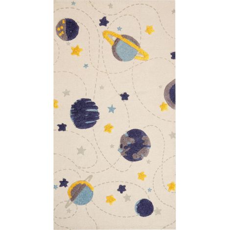 Kinderteppich LANGSA Beige 80 x 150 cm Baumwolle