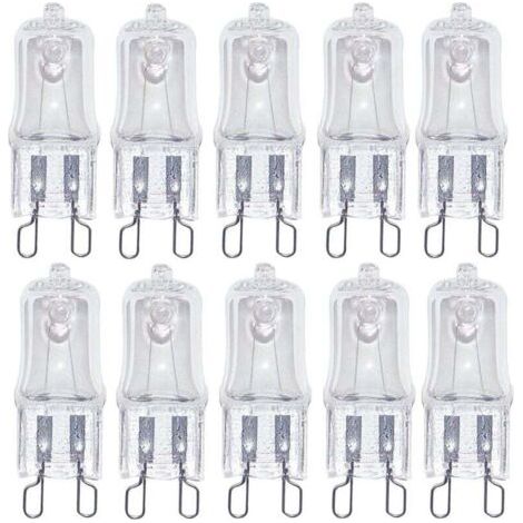 Lot de 10 ampoules halogènes G9 230 V 20 W Clear de rechange pour angle d'éclairage Blanc chaud 2700 K
