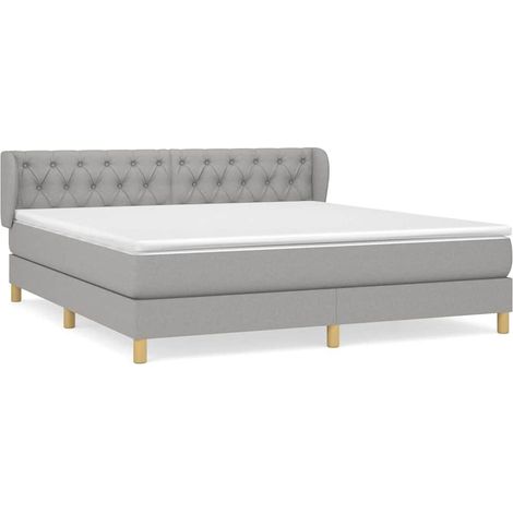 Maison Exclusive - Cama box spring con colchón tela gris claro 16 (1/5)