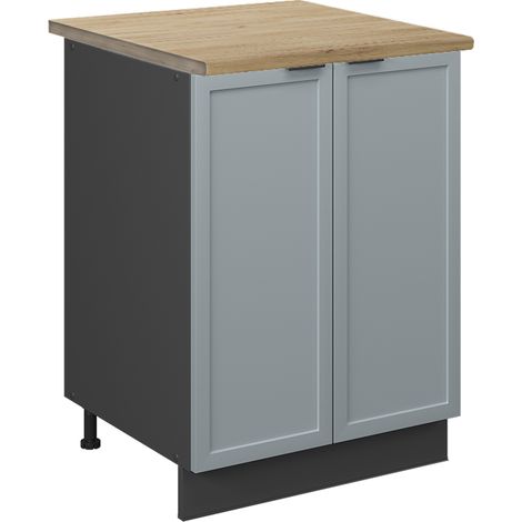 Küchenunterschrank Fame-Line, Hellblau-grau, 60 cm , AP Eiche, Vicco