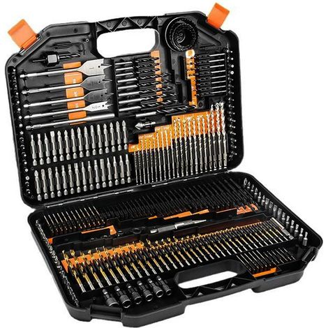 246 pièces, jeu de forets, perceuse domestique, kit d'outils de perçage, forets et emporte-pièces pour le travail du bois, jeu de forets en pouces (1/5)