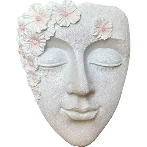 Pot mural de fleurs personnalisé avec visage sculpté blanc, modèle privé (1/5)